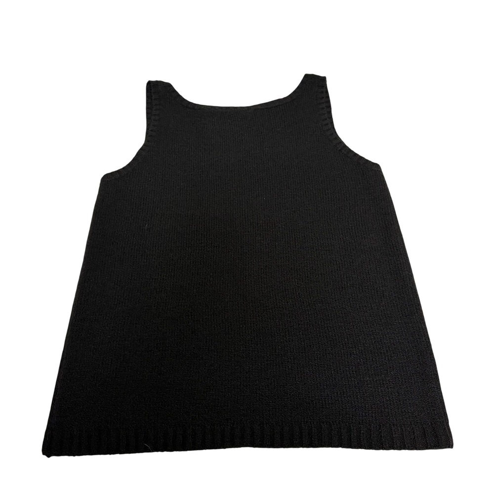 Fashion Bug Womens Medium Black Knit Sweater Tank Top Sleeveless Scoop Neck 90s - Picture 2 of 5